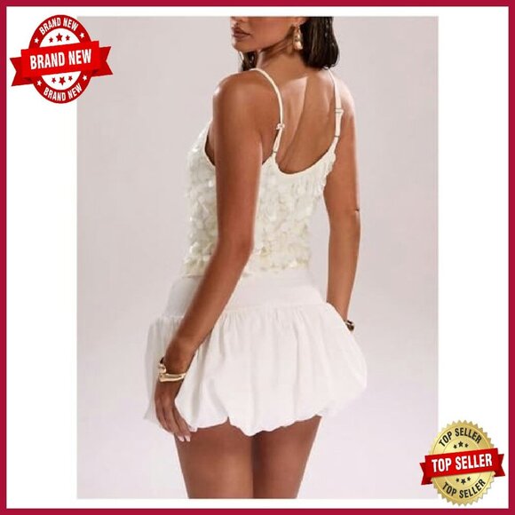 Sparkly Sequin Spaghetti Strap Scoop Neck Camisole Top Women's Summer Party - Picture 3 of 7